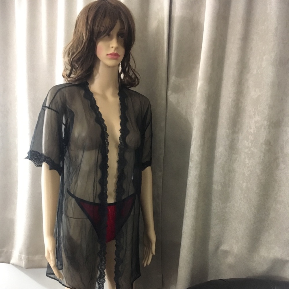 Black Sheer BabyDoll Top Vintage New  Small
